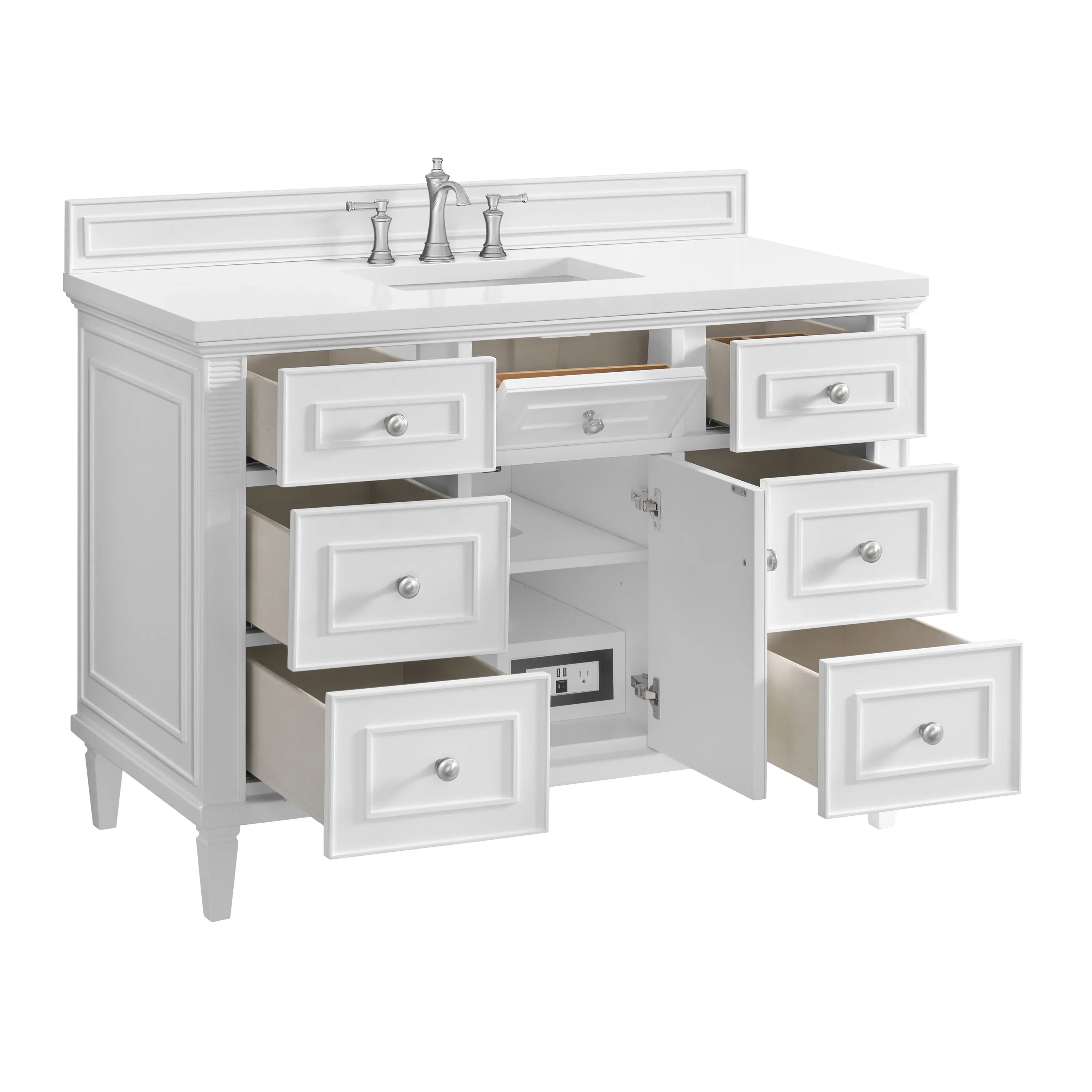 Lorelai 48" Single Vanity, Bright White w/ 3 CM White Zeus Silestone Top