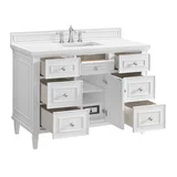 Lorelai 48" Single Vanity, Bright White w/ 3 CM White Zeus Silestone Top