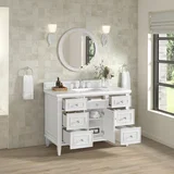 Lorelai 48" Single Vanity, Bright White w/ 3 CM White Zeus Silestone Top