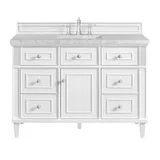 Lorelai 48" Single Vanity, Bright White w/ 3 CM Eternal Jasmine Pearl Silestone Top w/FreePower Wireless Charger