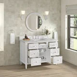 Lorelai 48" Single Vanity, Bright White w/ 3 CM Eternal Jasmine Pearl Silestone Top w/FreePower Wireless Charger