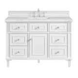 Lorelai 48" Single Vanity, Bright White w/ 3 CM Ethereal Noctis Silestone Top w/FreePower Wireless Charger