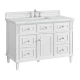 Lorelai 48" Single Vanity, Bright White w/ 3 CM Ethereal Noctis Silestone Top w/FreePower Wireless Charger