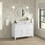 Lorelai 48" Single Vanity, Bright White w/ 3 CM Ethereal Noctis Silestone Top w/FreePower Wireless Charger