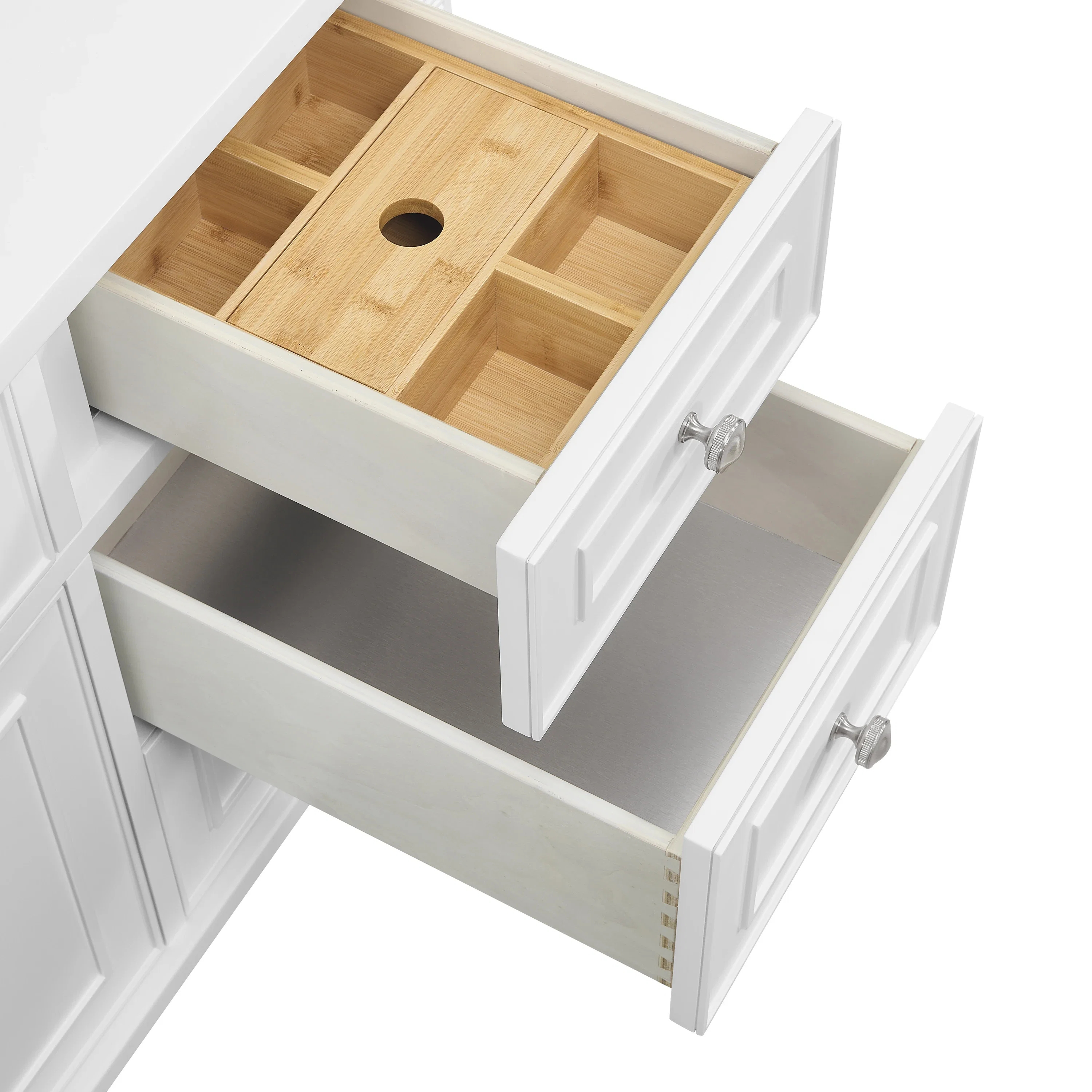 Lorelai 48" Single Vanity, Bright White w/ 3 CM Parisien Bleu Silestone Top w/FreePower Wireless Charger