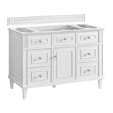 Lorelai 48" Single Vanity, Bright White w/ 3 CM Parisien Bleu Silestone Top w/FreePower Wireless Charger