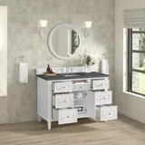 Lorelai 48" Single Vanity, Bright White w/ 3 CM Parisien Bleu Silestone Top w/FreePower Wireless Charger