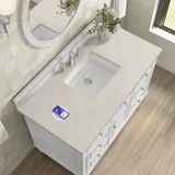 Lorelai 48" Single Vanity, Bright White, w/ 3 CM Siberian Silestone Top w/FreePower Wireless Charger