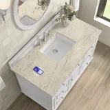 Lorelai 48" Single Vanity, Bright White, w/ 3 CM Tajnar Eclos Top w/FreePower Wireless Charger
