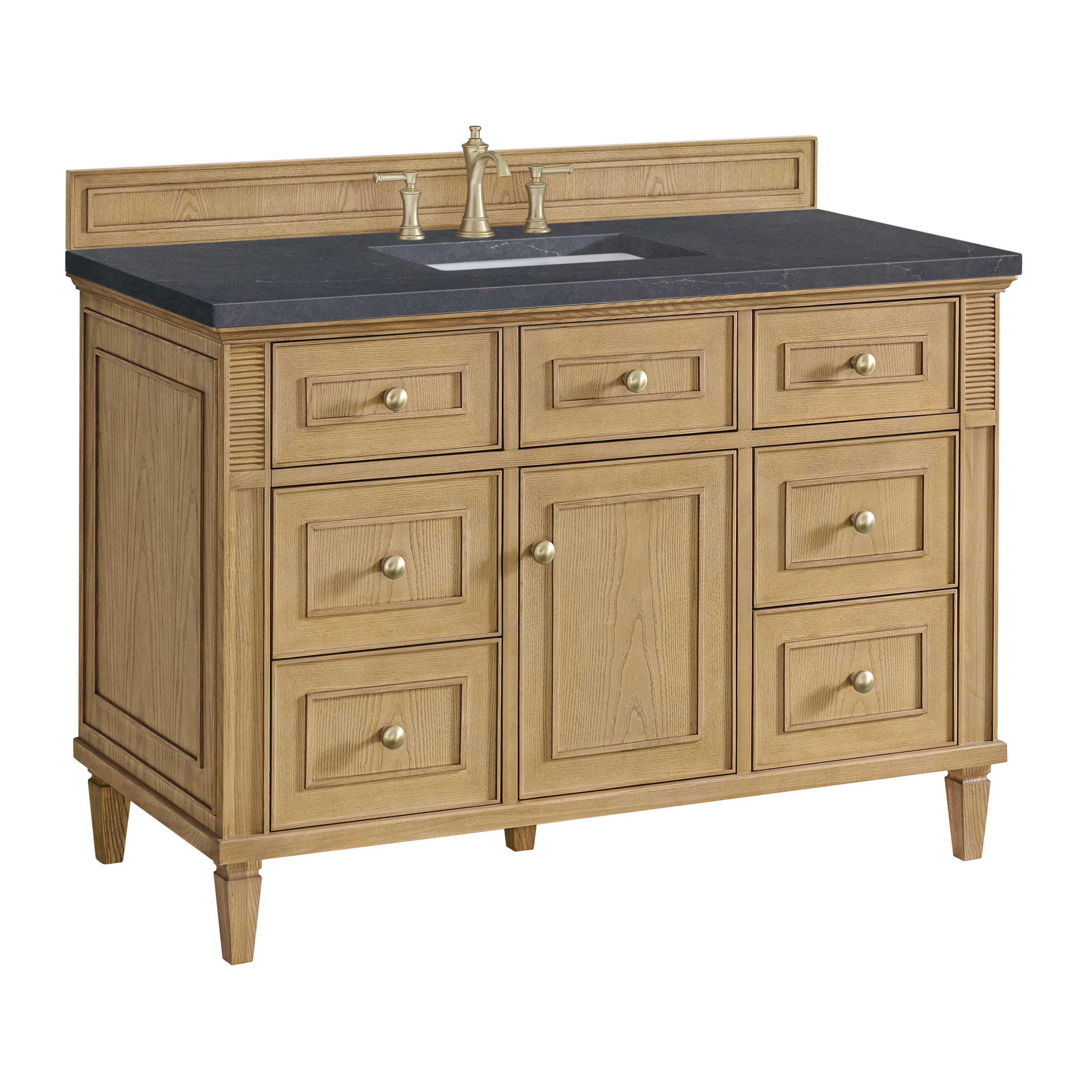 Lorelai 48" Single Vanity, Light Natural Oak w/ 3 CM Charcoal Soapstone Silestone Top