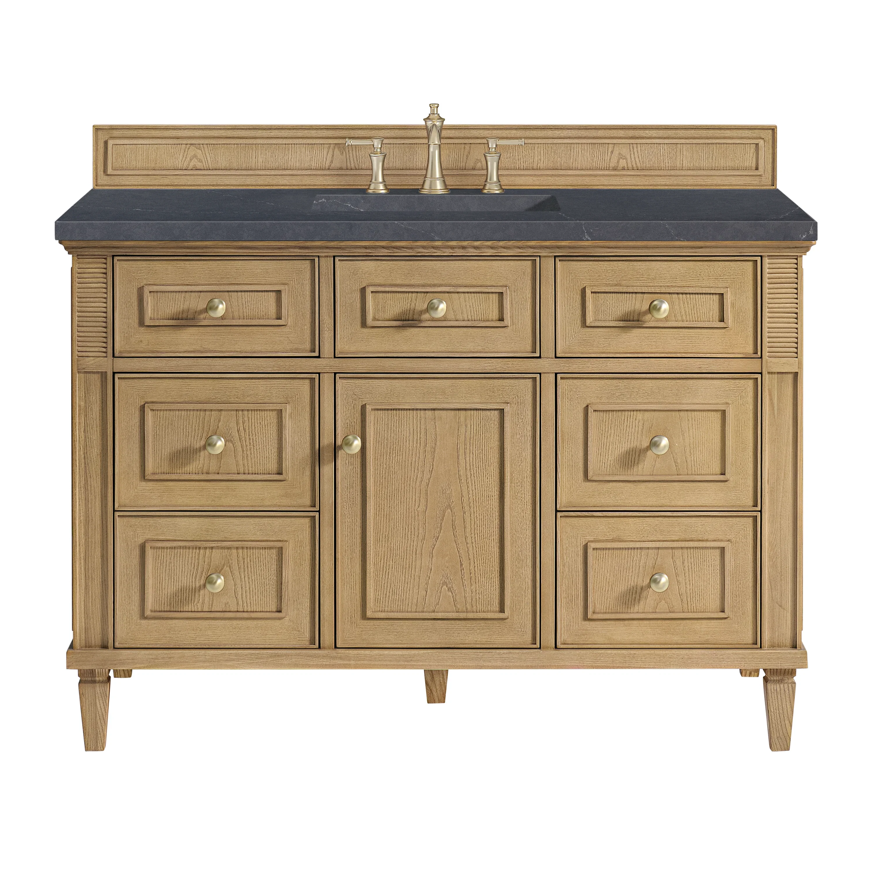 Lorelai 48" Single Vanity, Light Natural Oak w/ 3 CM Charcoal Soapstone Silestone Top