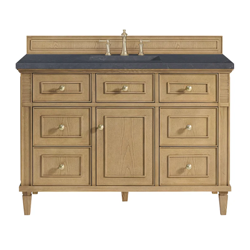 Lorelai 48" Single Vanity, Light Natural Oak w/ 3 CM Charcoal Soapstone Silestone Top