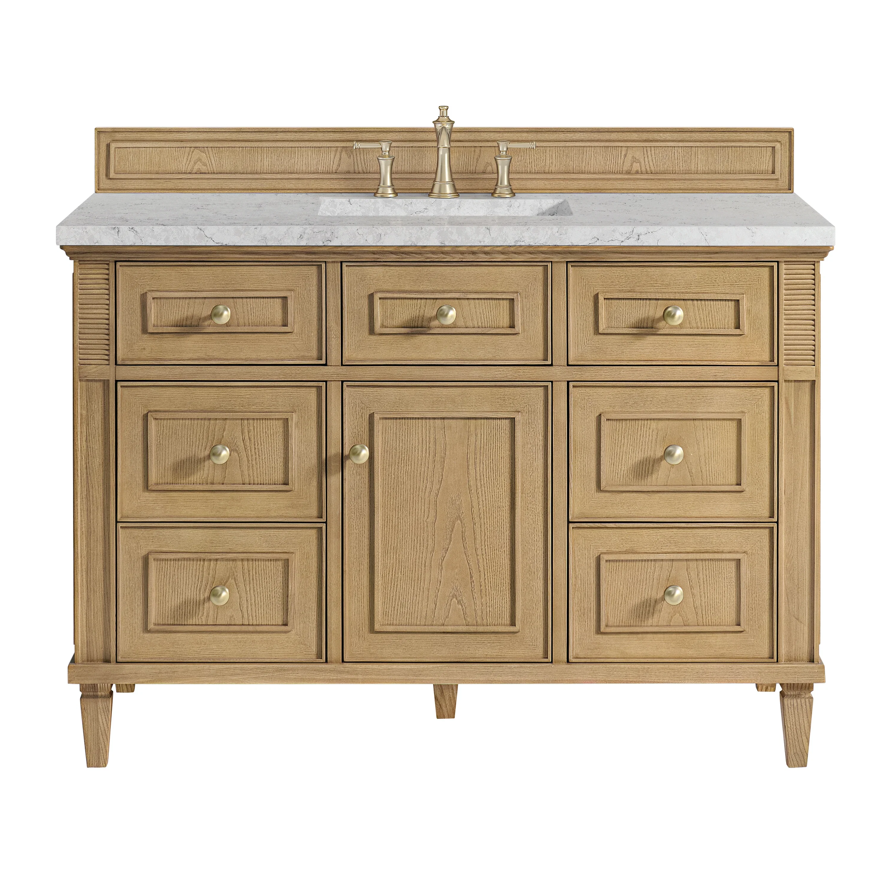 Lorelai 48" Single Vanity, Light Natural Oak w/ 3 CM Eternal Jasmine Pearl Silestone Top