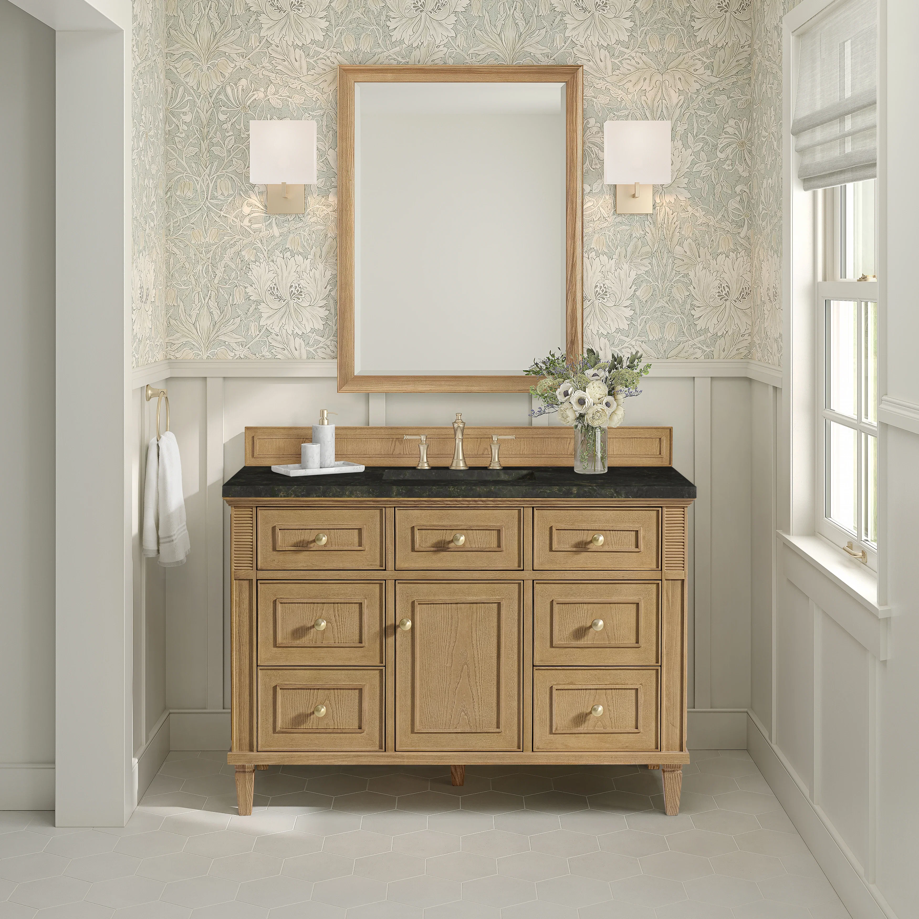 Lorelai 48" Single Vanity, Light Natural Oak, w/ 3 CM Phantome Eclos Top