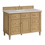 Lorelai 48" Single Vanity, Light Natural Oak, w/ 3 CM Siberian Silestone Top