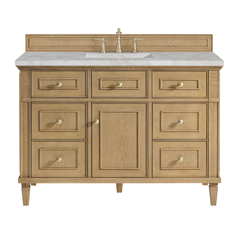 Lorelai 48" Single Vanity, Light Natural Oak w/ 3 CM Victorian Silver Silestone Top