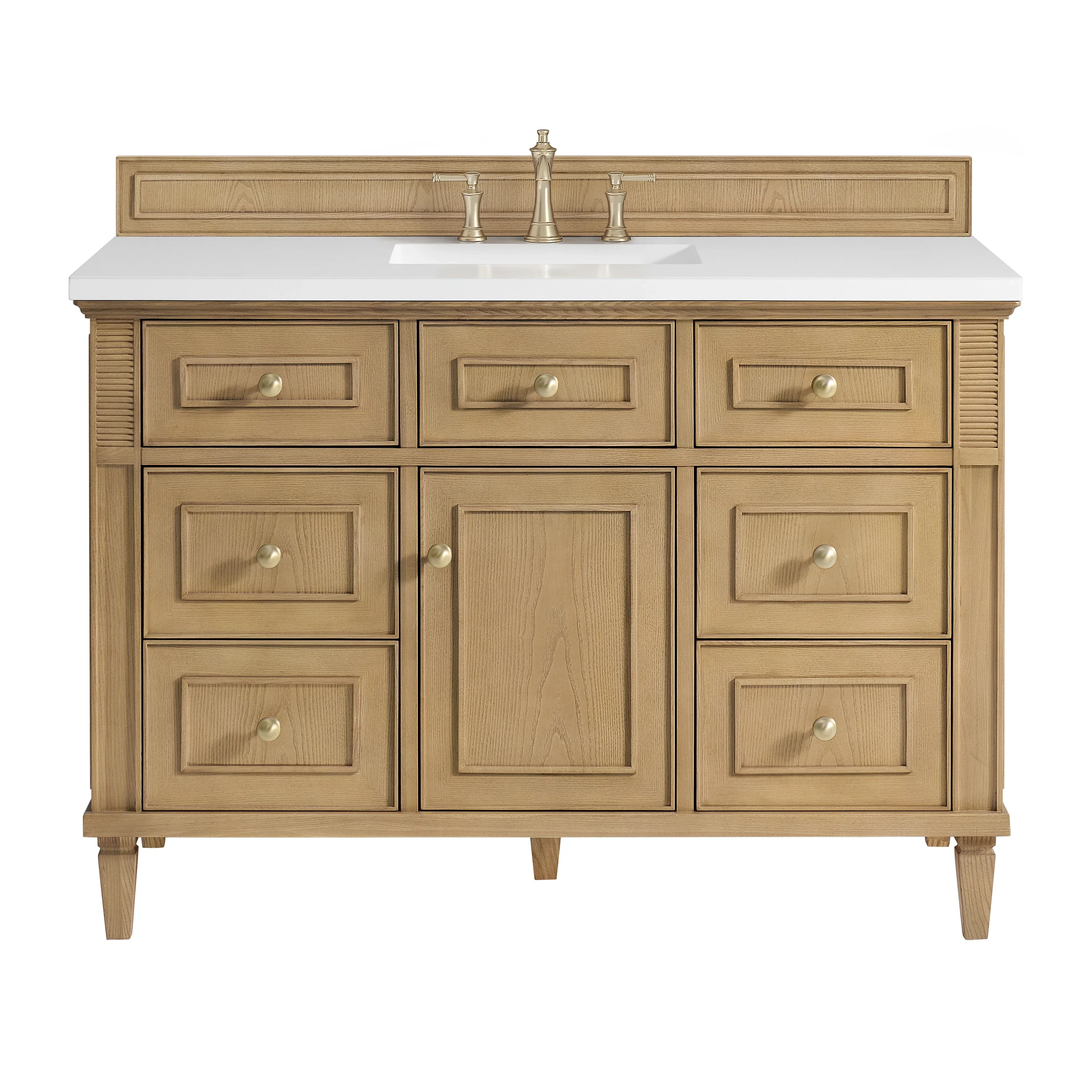 Lorelai 48" Single Vanity, Light Natural Oak w/ 3 CM White Zeus Silestone Top
