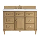 Lorelai 48" Single Vanity, Light Natural Oak w/ 3 CM White Zeus Silestone Top