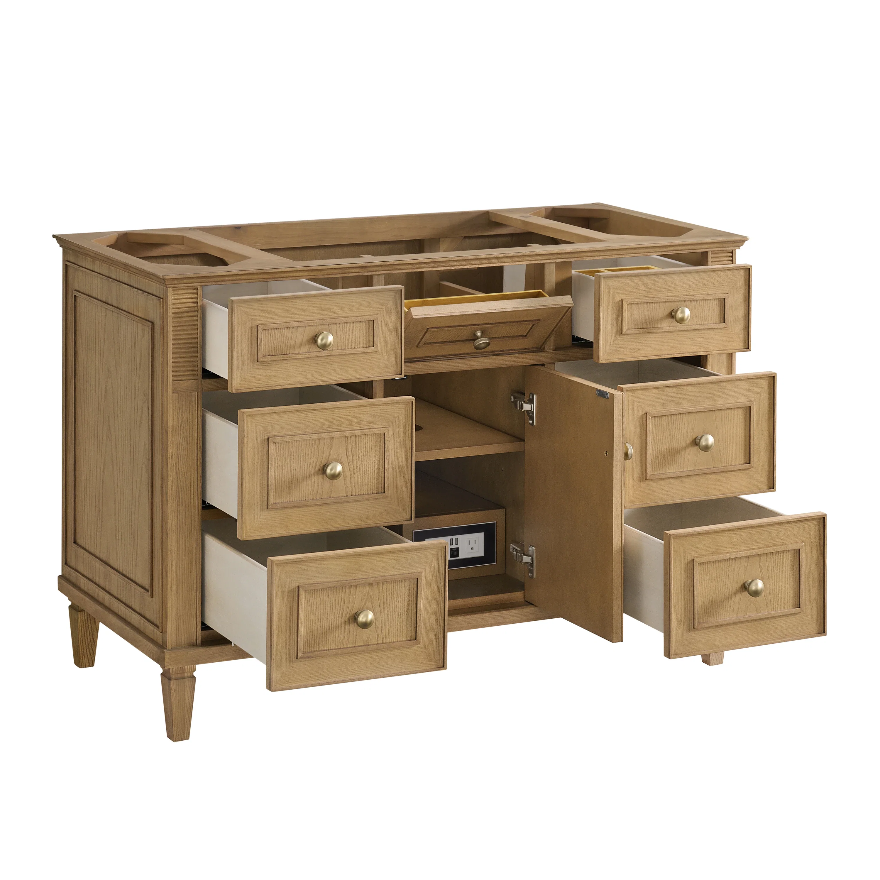 Lorelai 48" Single Vanity, Light Natural Oak w/ 3 CM White Zeus Silestone Top