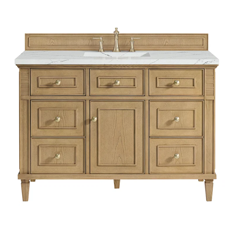 Lorelai 48" Single Vanity, Light Natural Oak w/ 3 CM Ethereal Noctis Silestone Top w/FreePower Wireless Charger