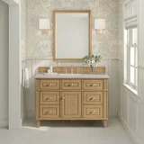 Lorelai 48" Single Vanity, Light Natural Oak, w/ 3 CM Siberian Silestone Top w/FreePower Wireless Charger