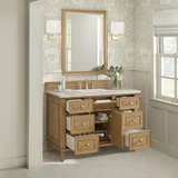 Lorelai 48" Single Vanity, Light Natural Oak, w/ 3 CM Siberian Silestone Top w/FreePower Wireless Charger