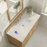 Lorelai 48" Single Vanity, Light Natural Oak, w/ 3 CM Siberian Silestone Top w/FreePower Wireless Charger