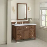 Lorelai 48" Single Vanity, Mid-Century Walnut w/ 3 CM Carrara White Marble Top