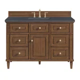 Lorelai 48" Single Vanity, Mid-Century Walnut w/ 3 CM Charcoal Soapstone Silestone Top