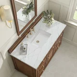 Lorelai 48" Single Vanity, Mid-Century Walnut w/ 3 CM Ethereal Noctis Silestone Top