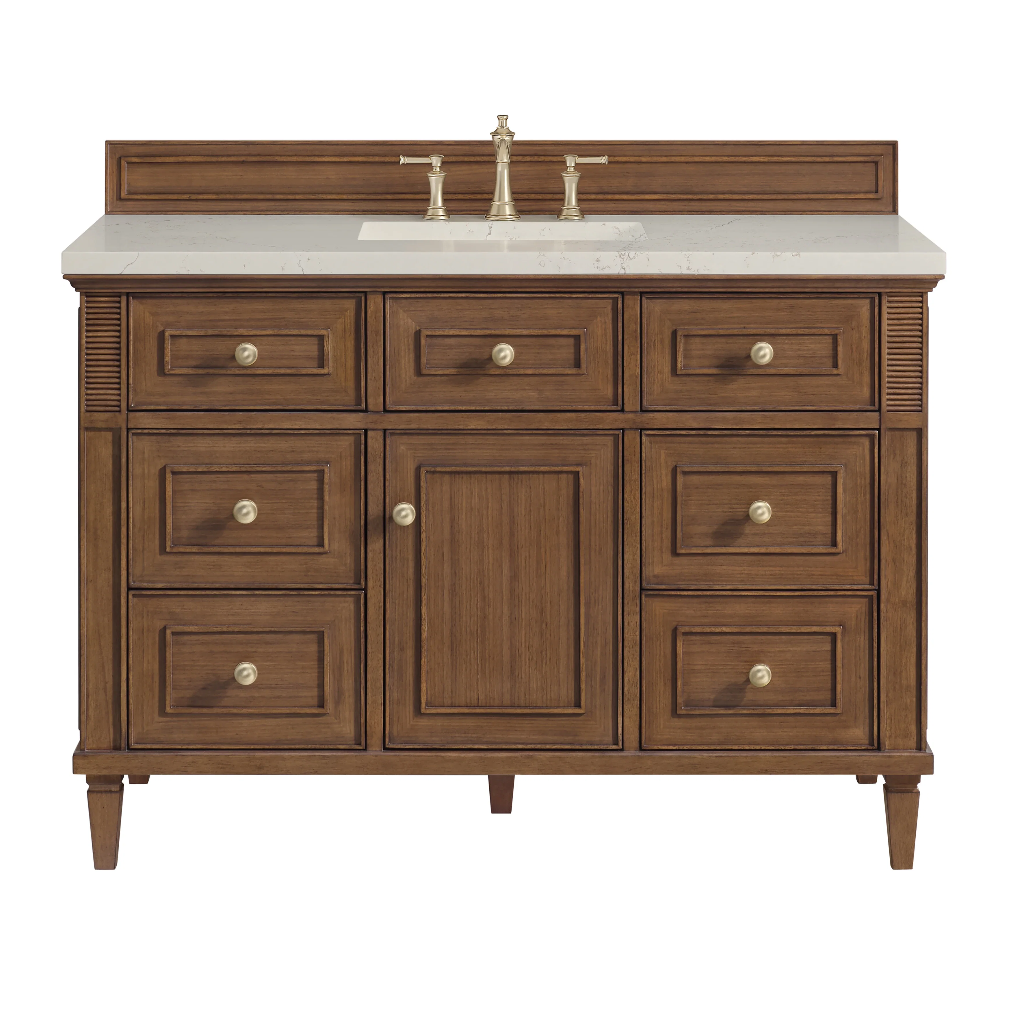 Lorelai 48" Single Vanity, Mid-Century Walnut, w/ 3 CM Siberian Silestone Top