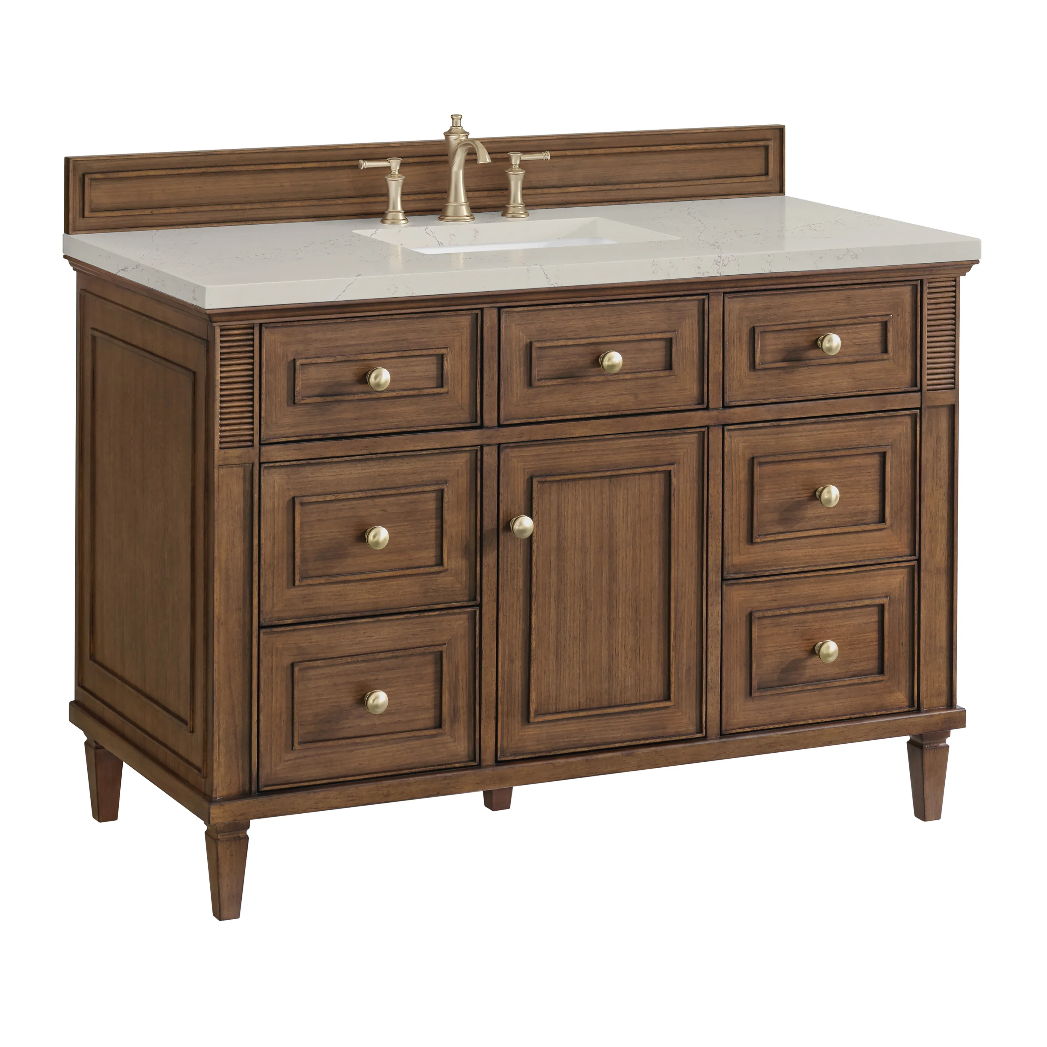 Lorelai 48" Single Vanity, Mid-Century Walnut, w/ 3 CM Siberian Silestone Top
