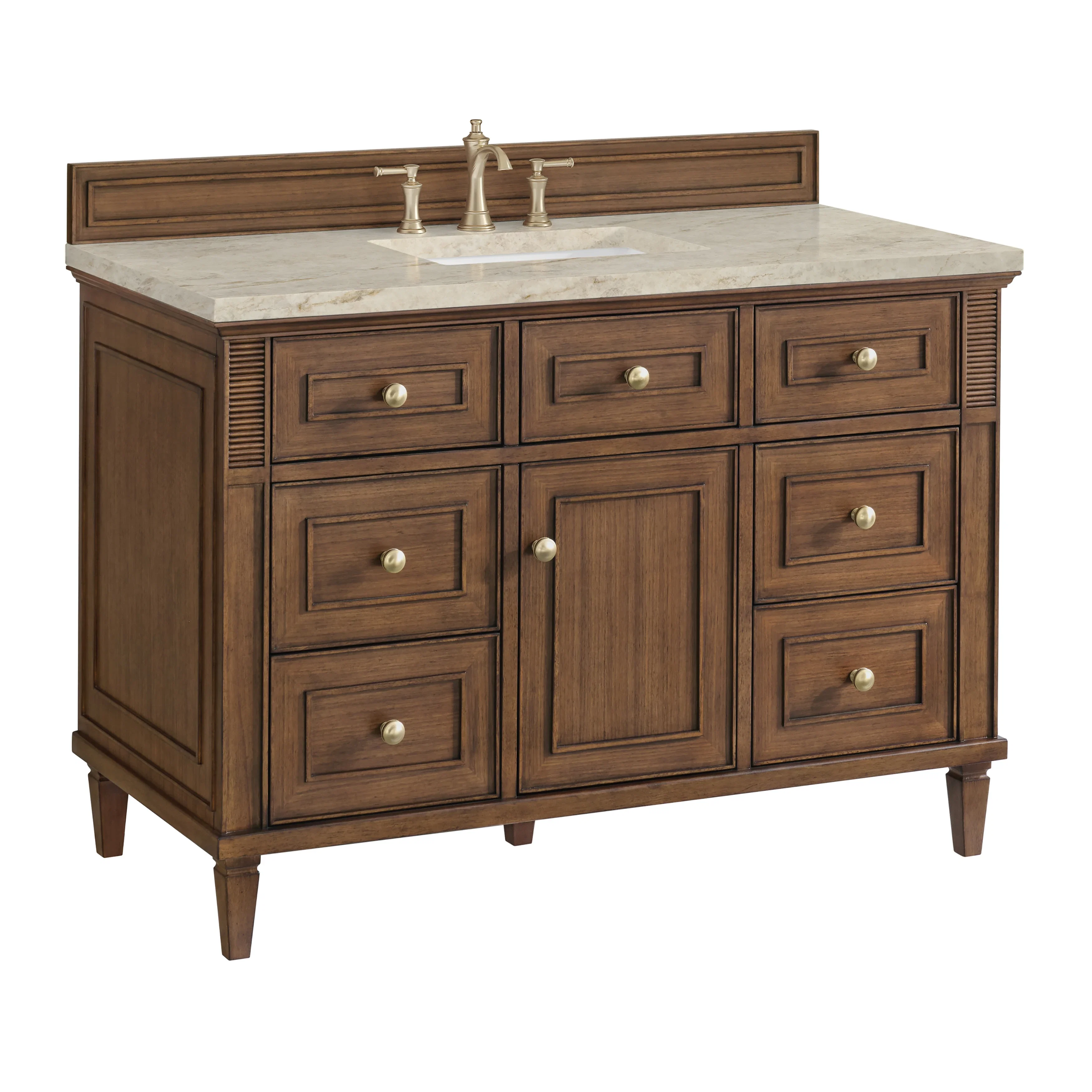 Lorelai 48" Single Vanity, Mid-Century Walnut, w/ 3 CM Tajnar Eclos Top