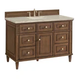 Lorelai 48" Single Vanity, Mid-Century Walnut, w/ 3 CM Tajnar Eclos Top