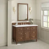 Lorelai 48" Single Vanity, Mid-Century Walnut w/ 3 CM White Zeus Silestone Top