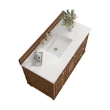 Lorelai 48" Single Vanity, Mid-Century Walnut w/ 3 CM White Zeus Silestone Top