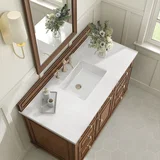 Lorelai 48" Single Vanity, Mid-Century Walnut w/ 3 CM White Zeus Silestone Top