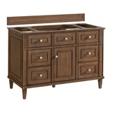 Lorelai 48" Single Vanity, Mid-Century Walnut w/ 3 CM Eternal Jasmine Pearl Silestone Top w/FreePower Wireless Charger