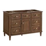 Lorelai 48" Single Vanity, Mid-Century Walnut w/ 3 CM Eternal Jasmine Pearl Silestone Top w/FreePower Wireless Charger