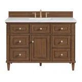 Lorelai 48" Single Vanity, Mid-Century Walnut w/ 3 CM Ethereal Noctis Silestone Top w/FreePower Wireless Charger