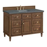 Lorelai 48" Single Vanity, Mid-Century Walnut w/ 3 CM Parisien Bleu Silestone Top w/FreePower Wireless Charger