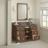 Lorelai 48" Single Vanity, Mid-Century Walnut w/ 3 CM Parisien Bleu Silestone Top w/FreePower Wireless Charger