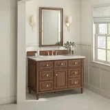 Lorelai 48" Single Vanity, Mid-Century Walnut, w/ 3 CM Siberian Silestone Top w/FreePower Wireless Charger