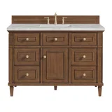 Lorelai 48" Single Vanity, Mid-Century Walnut w/ 3 CM Victorian Silver Silestone Top w/FreePower Wireless Charger