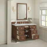 Lorelai 48" Single Vanity, Mid-Century Walnut w/ 3 CM Victorian Silver Silestone Top w/FreePower Wireless Charger