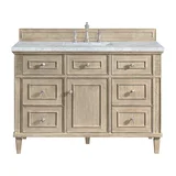 Lorelai 48" Single Vanity, Whitewashed Oak w/ 3 CM Carrara White Marble Top