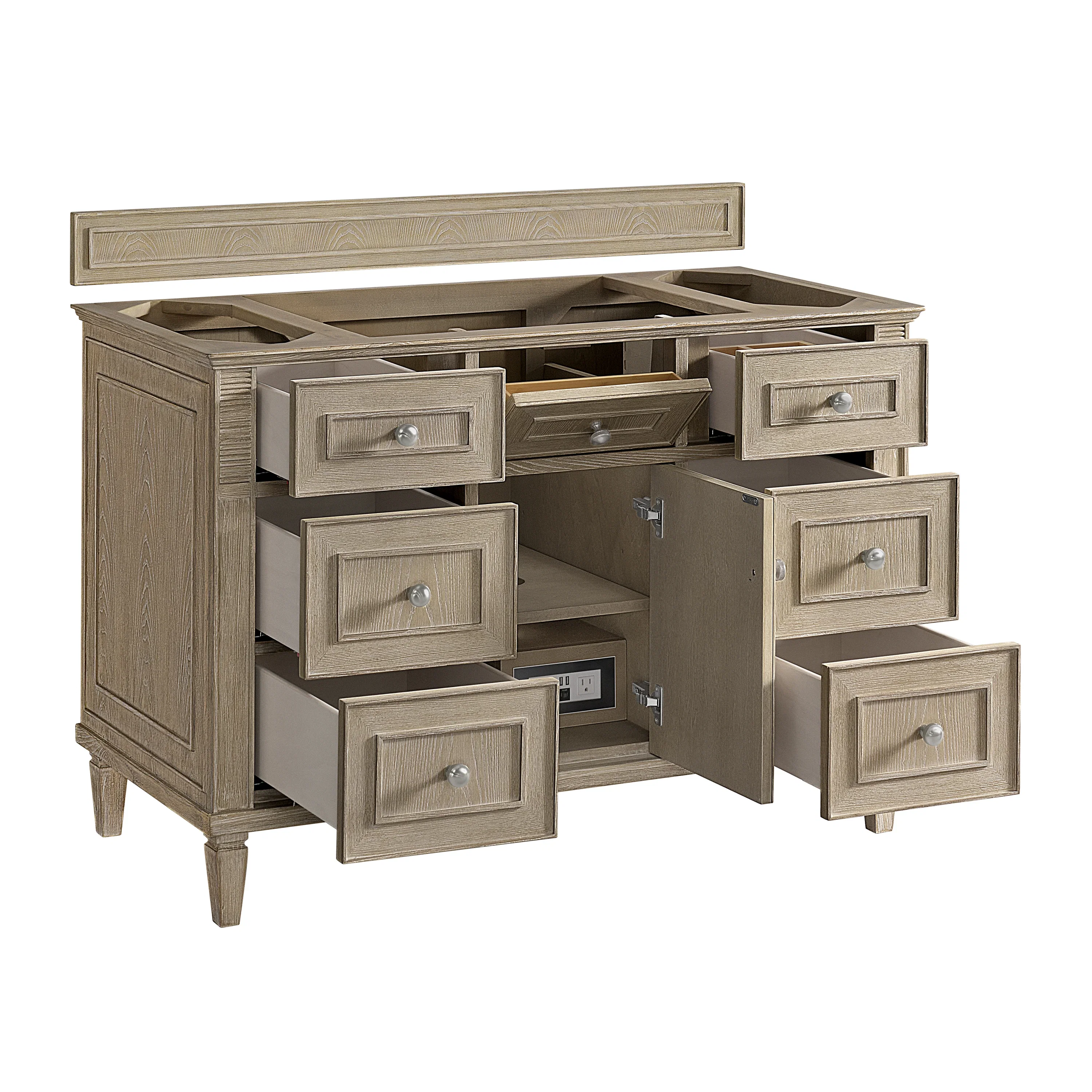 Lorelai 48" Single Vanity, Whitewashed Oak w/ 3 CM Carrara White Marble Top