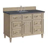 Lorelai 48" Single Vanity, Whitewashed Oak w/ 3 CM Charcoal Soapstone Silestone Top