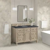 Lorelai 48" Single Vanity, Whitewashed Oak w/ 3 CM Charcoal Soapstone Silestone Top