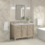 Lorelai 48" Single Vanity, Whitewashed Oak w/ 3 CM Eternal Jasmine Pearl Silestone Top